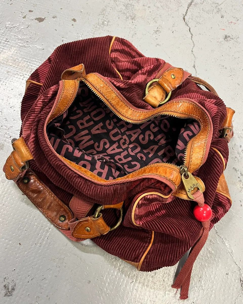 Marc Jacobs Marc Jacobs Burgundy Corduroy Leather Trim Red Handle Bag Size ONE SIZE - 9 Thumbnail