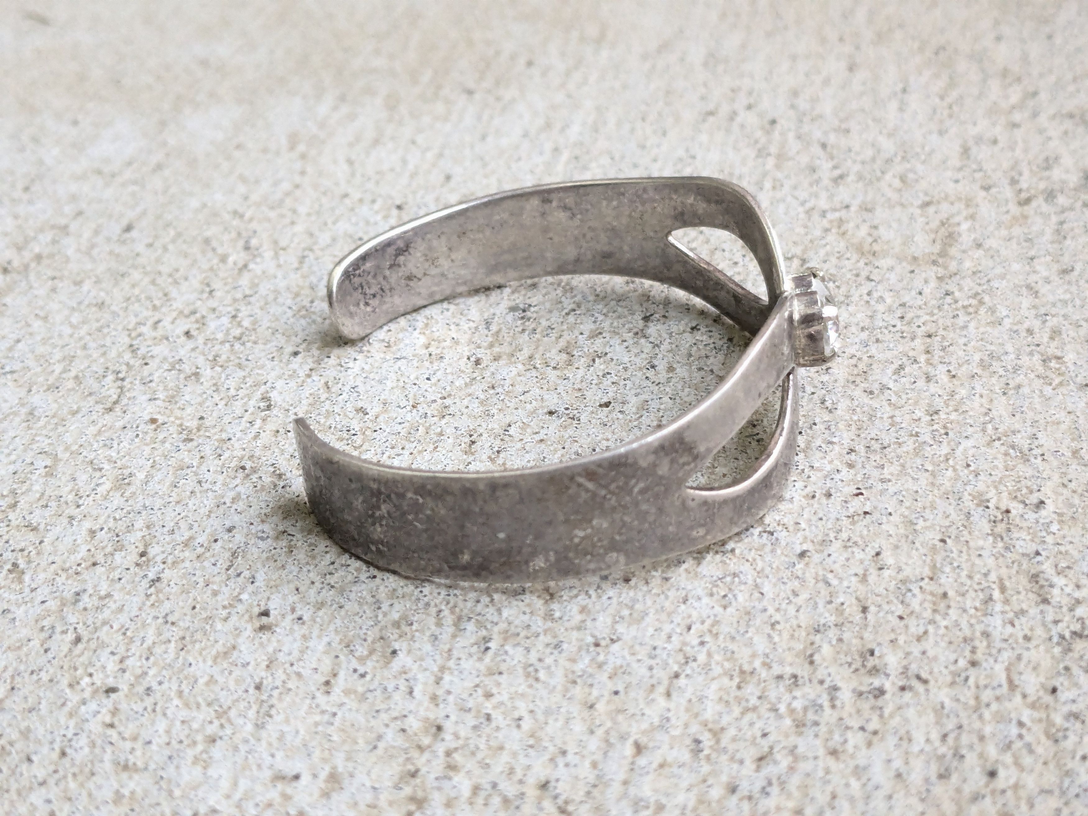 Jewelry × Vintage Vintage Sterling Silver Bracelet Cuff 5.5" Heart CZ Y2K Size ONE SIZE - 5 Thumbnail