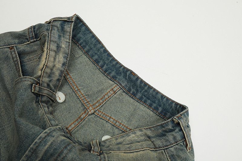 Japanese Brand Men's washed distressed ripped casual straight loose jeans Size US 32 / EU 48 - 4 Thumbnail