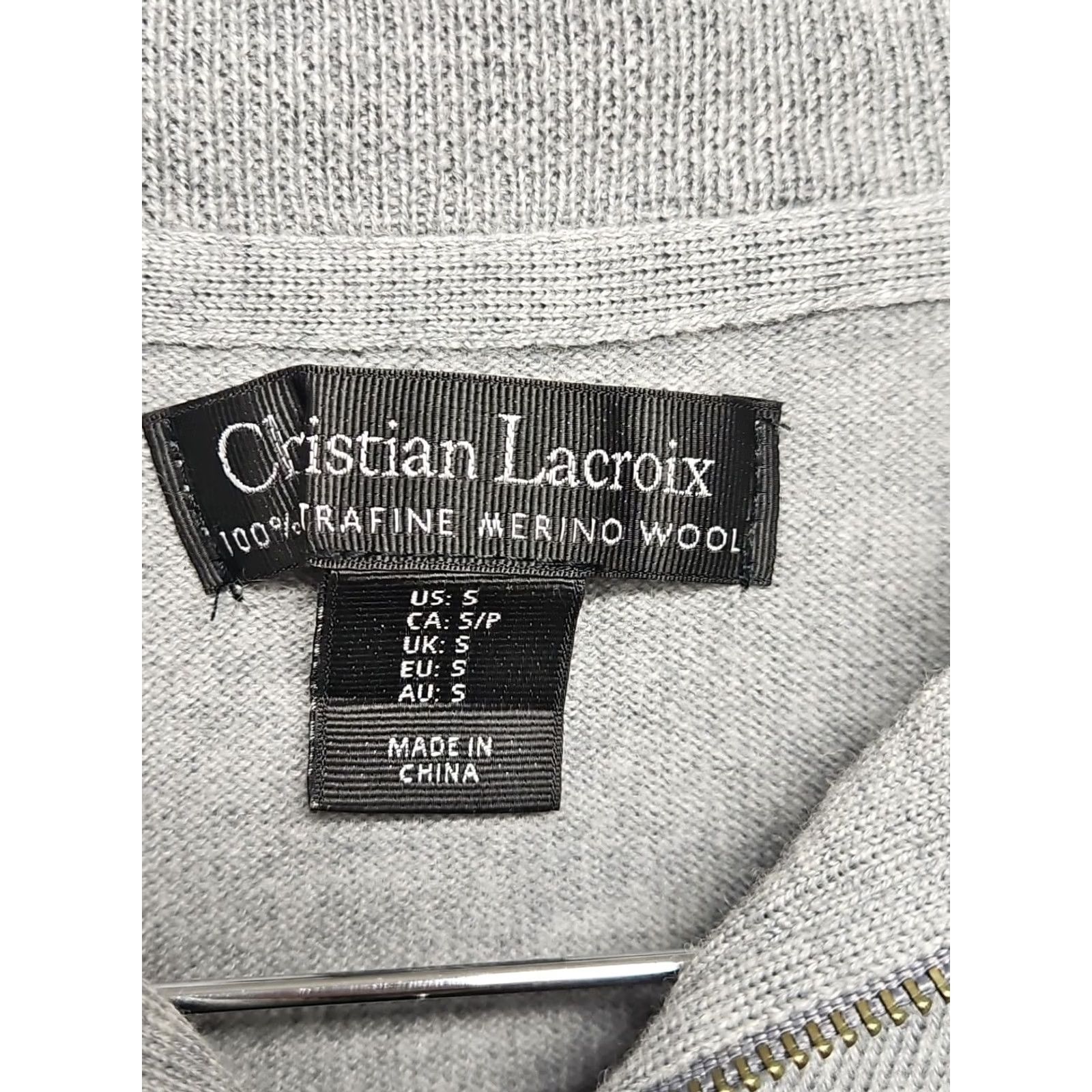 Christian Lacroix Christian Lacroix Sweater 100% Merino Wool Gray Solid Long Sleeve Zipper Pullover Unisex Adults Small/Medium Size S / US 4 / IT 40 - 4 Thumbnail