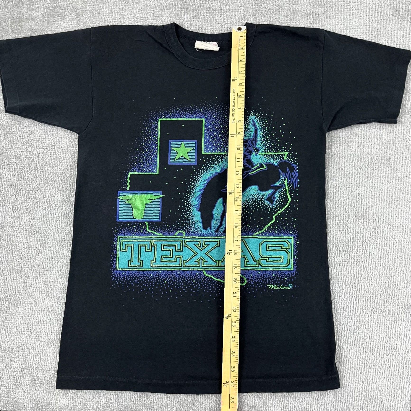 Vintage VINTAGE TEXAS Shirt Michou Mens Medium Black Graphic Western Cowboy Tee Metallic Size US M / EU 48-50 / 2 - 3 Thumbnail