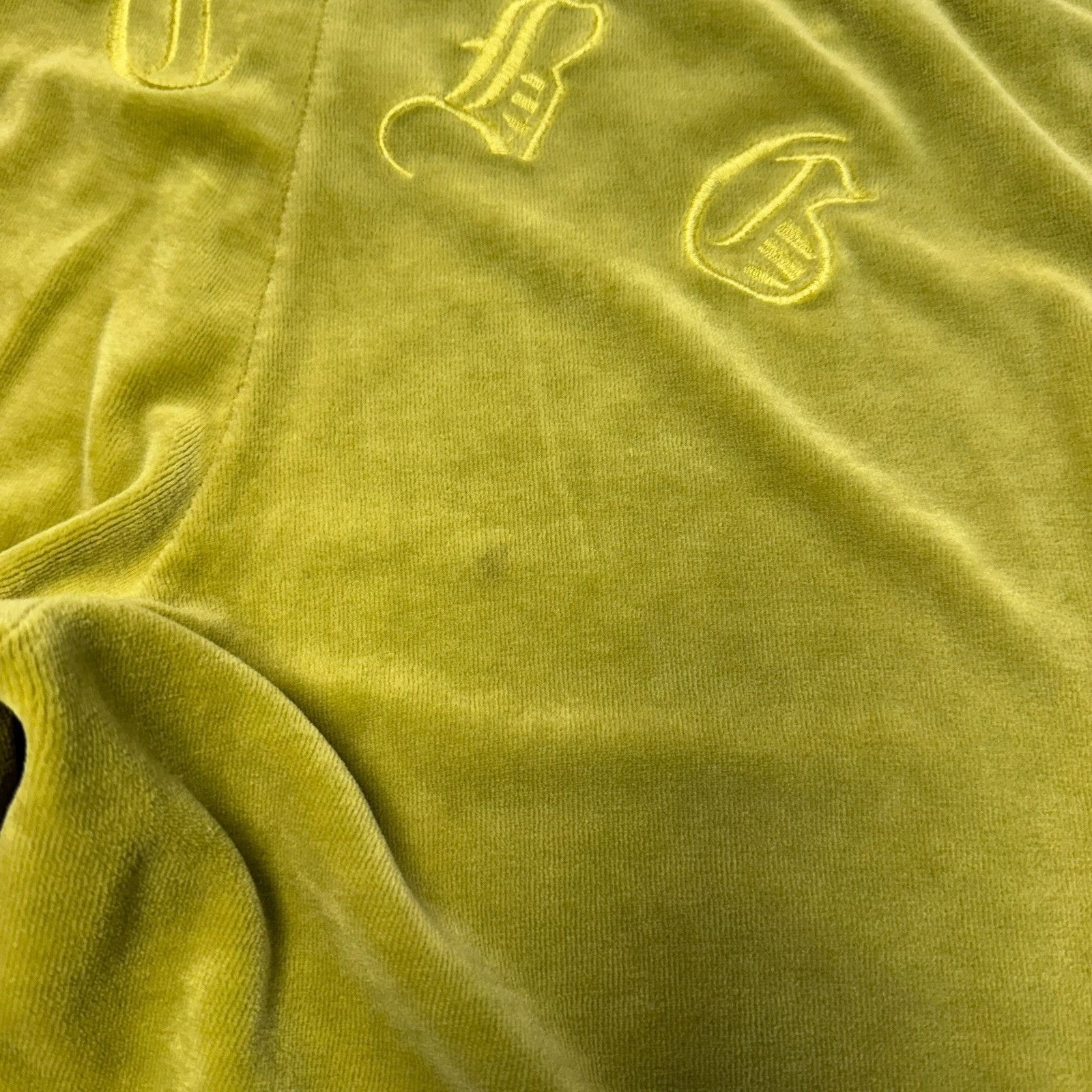 Bcbgmaxazria Vintage BCBG Pants Womens Size PL Olive Yellow Velour Embroi Size 31" - 11 Thumbnail
