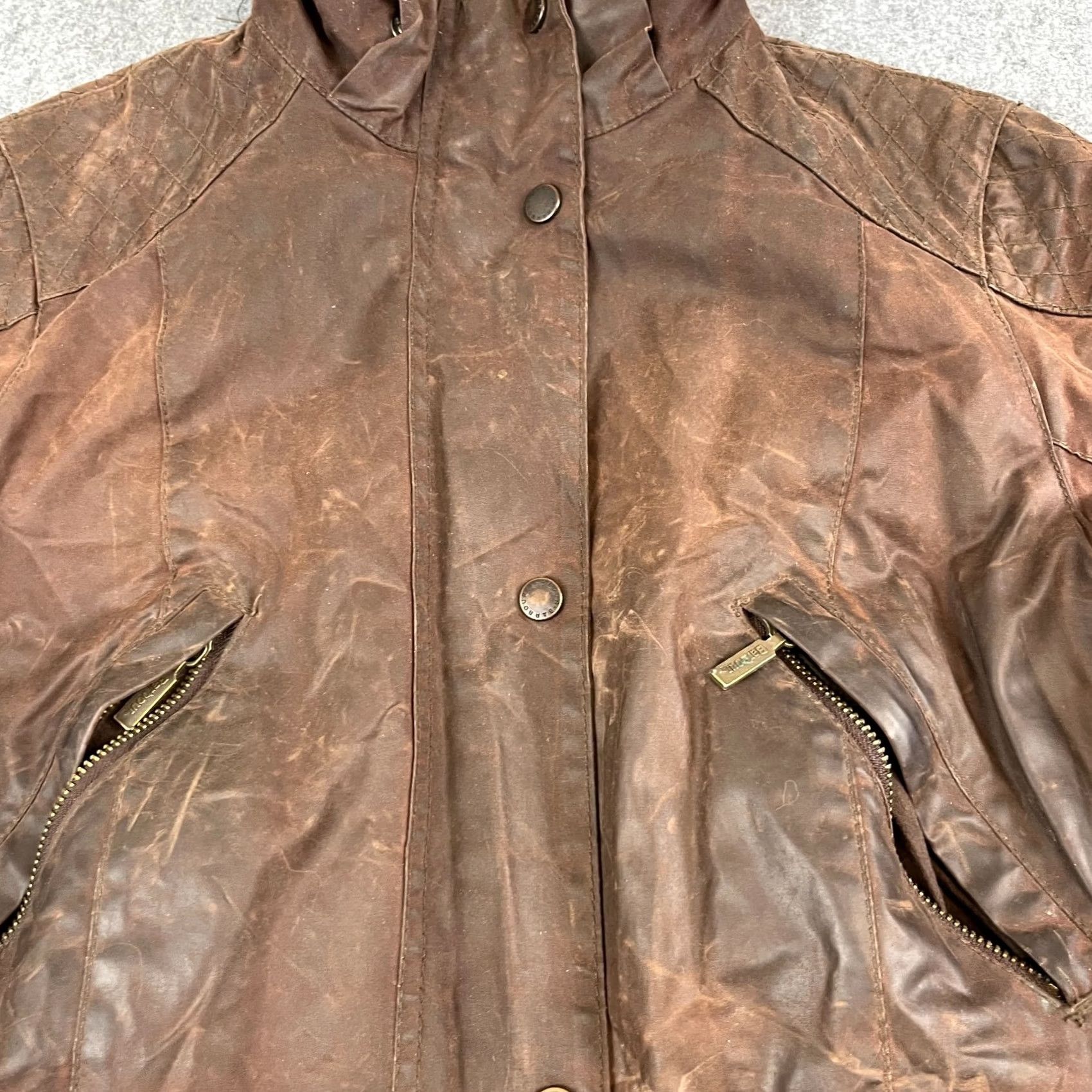 Barbour VINTAGE Barbour Jacket Womens Brown Belted UK 14 Made in England 3 Warrants Casual Cotton Long Sleeve Full Zip Pockets Womens Size XL / US 12-14 / IT 48-50 - 5 Thumbnail