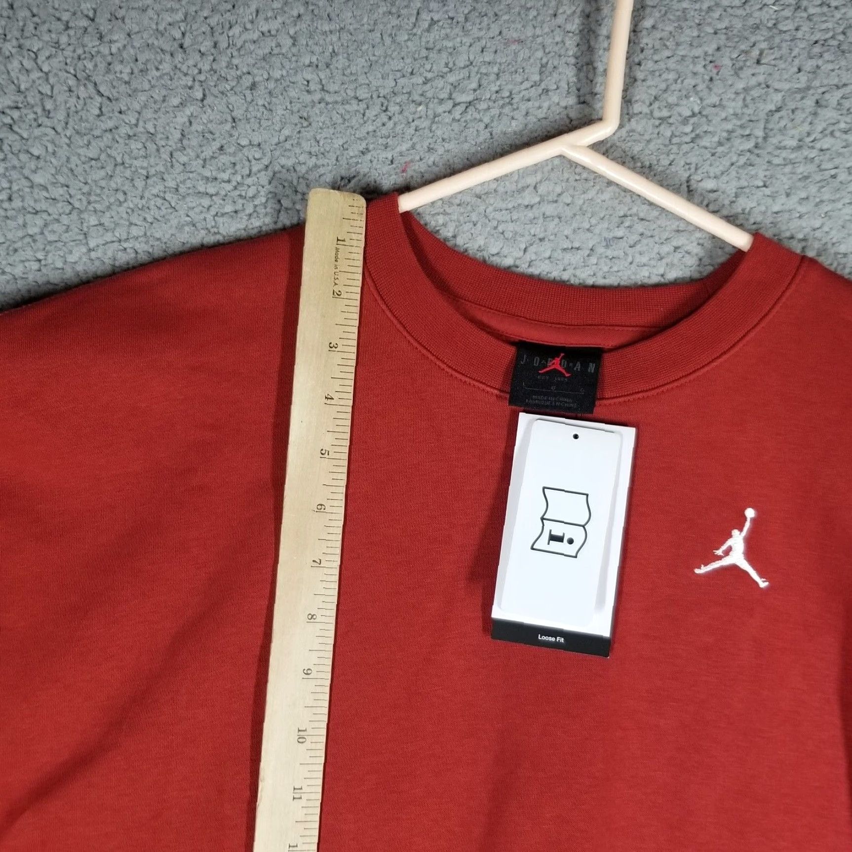 Jordan Brand VINTAGE Jordan Women's Crewneck Sweatshirt L Brick Red Fleece Pullover Long Sleeve FN4491-209 Size L / US 10 / IT 46 - 3 Thumbnail
