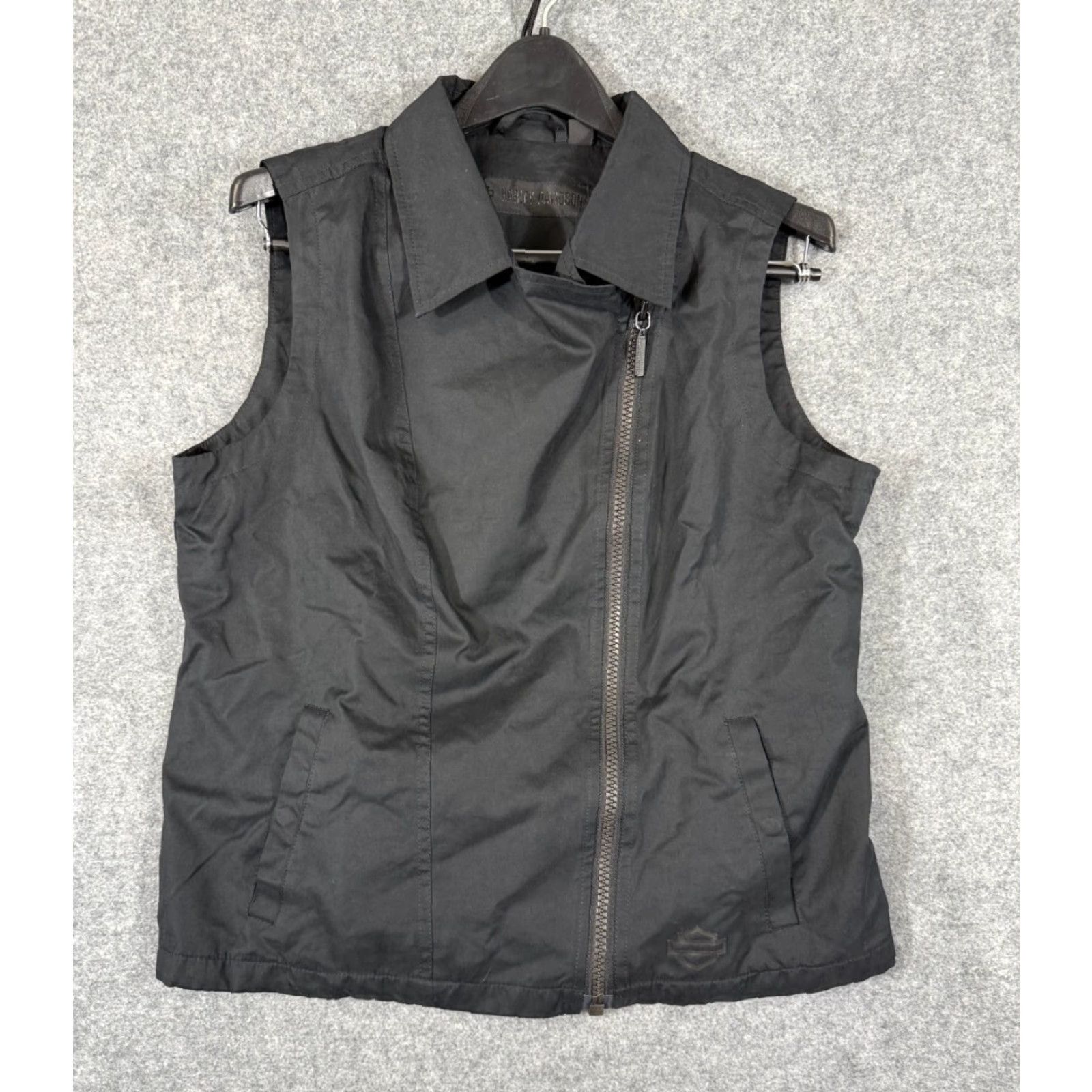 Harley Davidson VINTAGE Harley-Davidson Motorcycle Vest Womens L Black Side Full Zip Lined American Size L / US 10 / IT 46 - 2 Thumbnail