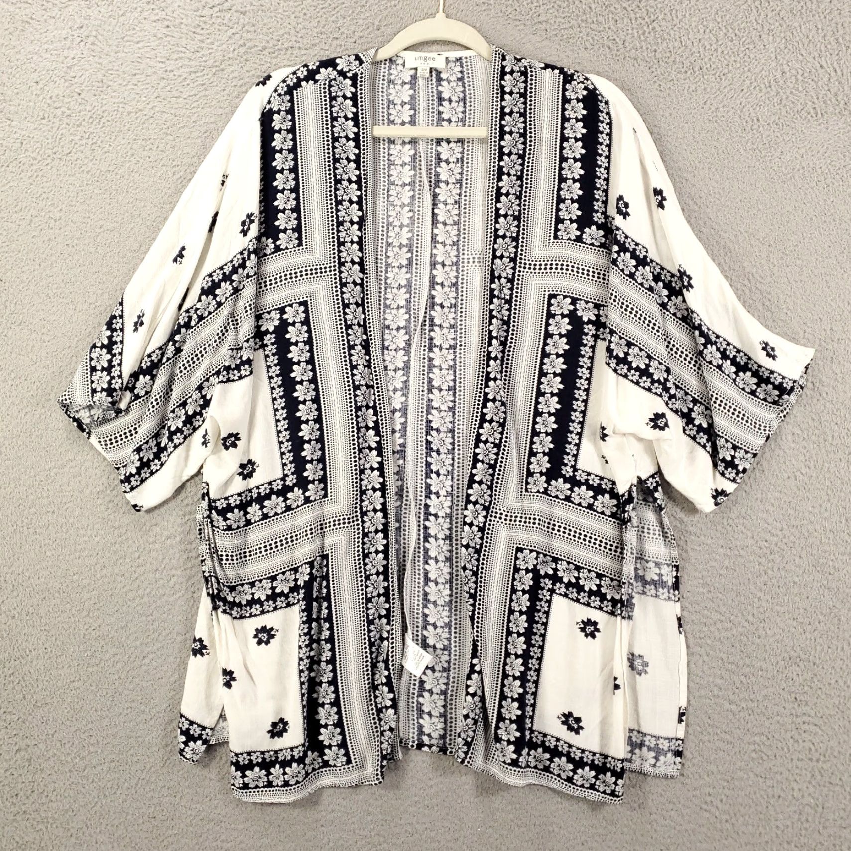 Vintage UMGEE Cardigan Small Medium Black White Floral Design Open Front Flowey Modern Size M / US 6-8 / IT 42-44 - 2 Thumbnail