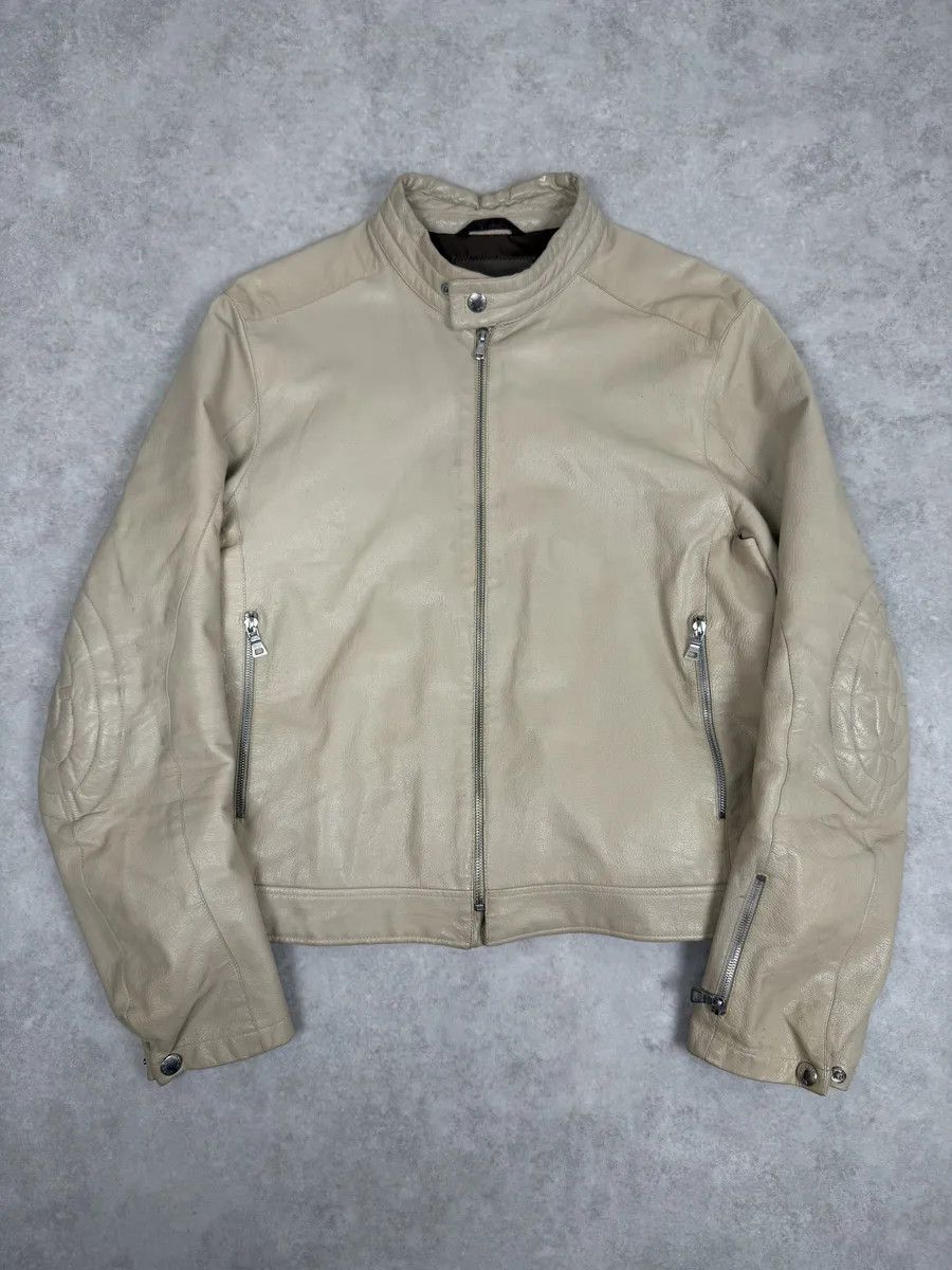 Prada SS2000 Prada Beige Padded Biker Leather Jacket Size US L / EU 52-54 / 3 - 1 Thumbnail