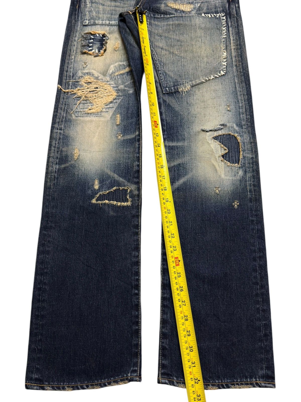 Eternal Vintage 90s Japan Eternal Faded Wash Distressed Sashiko Boro Size US 31 - 12 Thumbnail