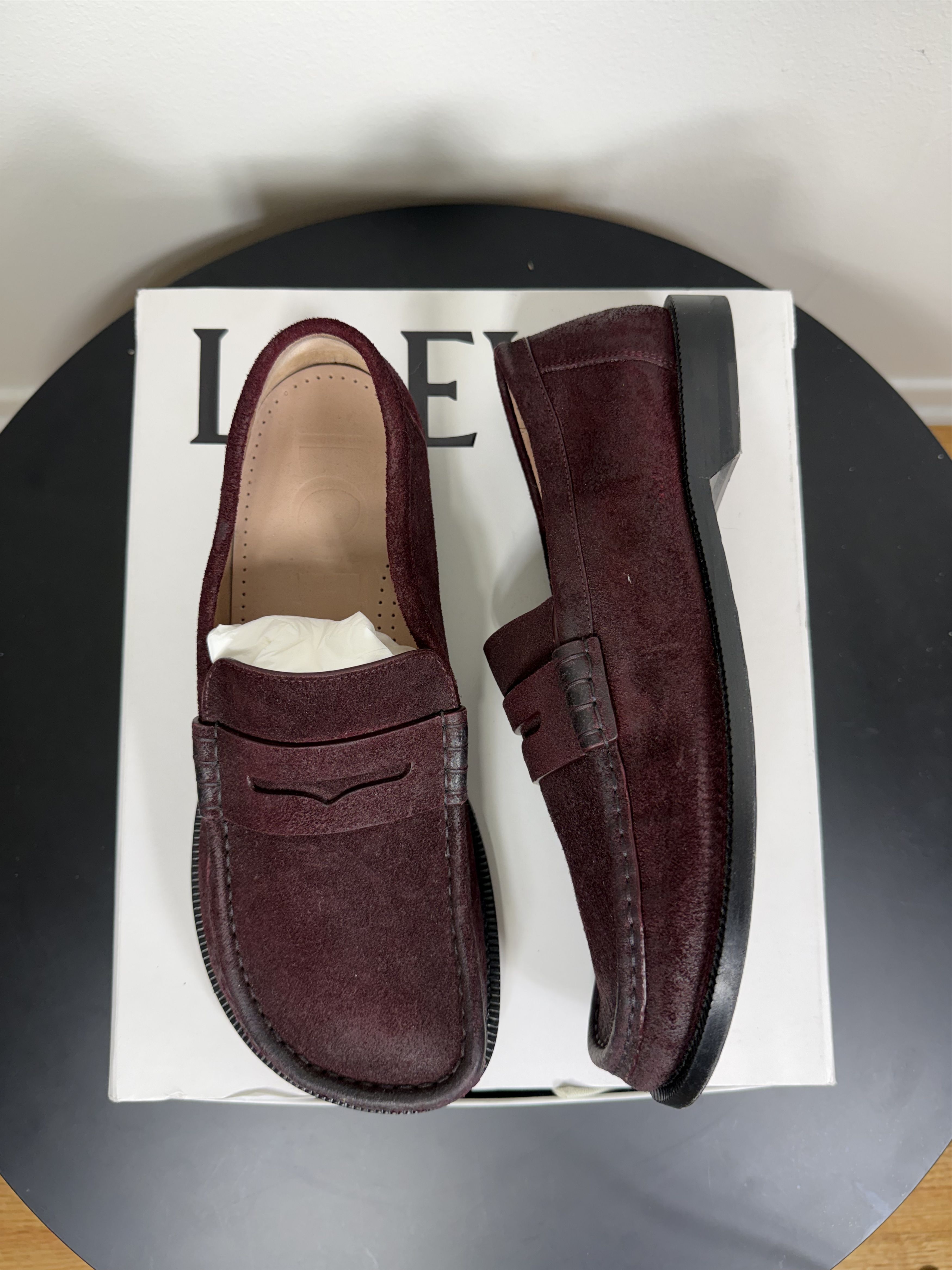Loewe Maroon Suede Campo Loafers Size US 9 / EU 42 - 2 Thumbnail