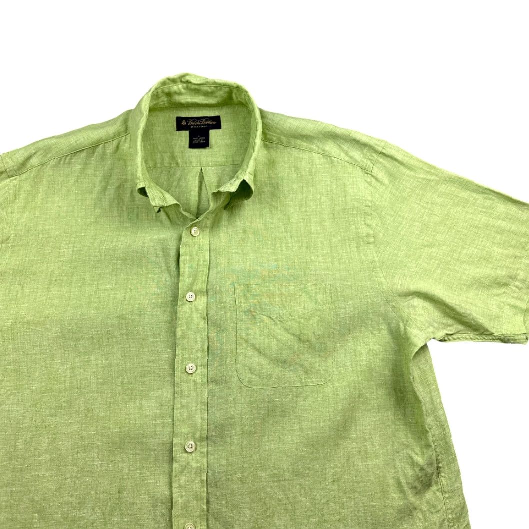 Brooks Brothers VINTAGE Brooks Brothers Shirt Adult LARGE Green Irish Linen Button-Down 90s Size US L / EU 52-54 / 3 - 2 Thumbnail