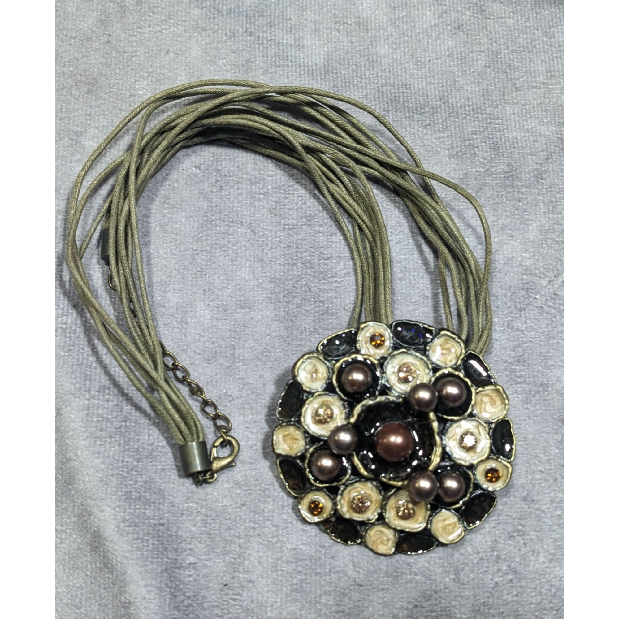 Other Abstract Floral Pearl Rhinestone And Enamel Pendant Necklace Size ONE SIZE - 8 Thumbnail