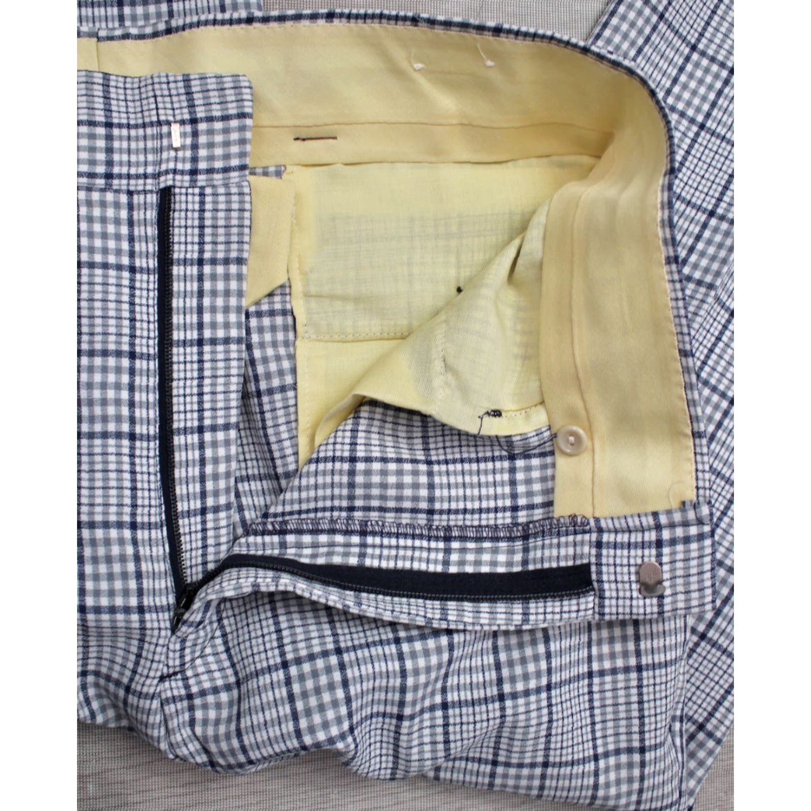 Vintage VINTAGE Men’s VTG NOS 1970s Grey Blue & White Plaid Pants 36x29 Polyester Disco Golf Mens Size US 36 / EU 52 - 6 Thumbnail