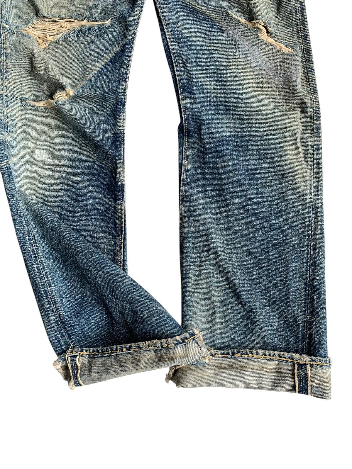 Denime × Japanese Brand VINTAGE DENIME BUTTON FLY SELVEDGE DISTRESSED DENIM JAPANESE Size US 29 - 7 Thumbnail