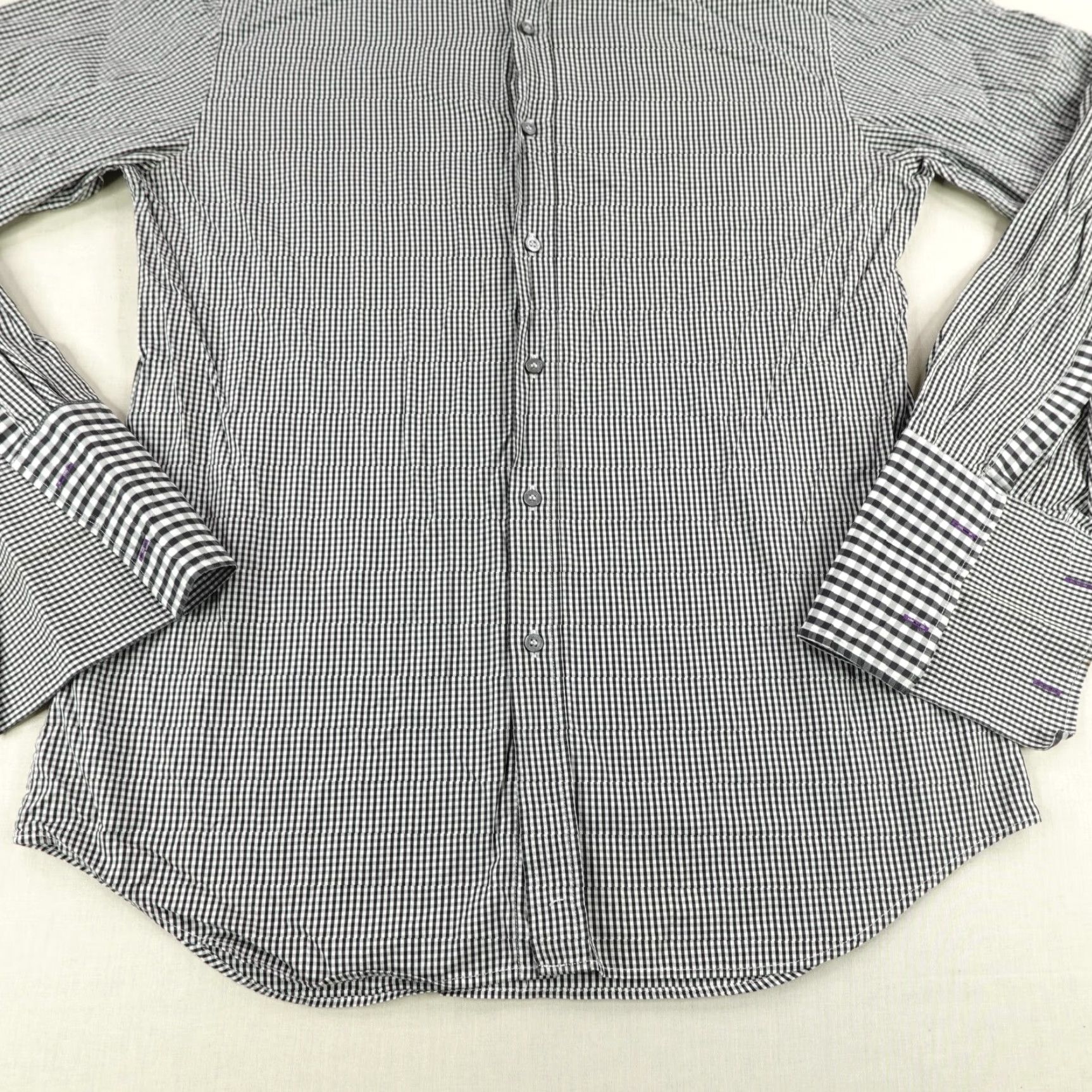 Paul Smith VINTAGE Paul Smith Shirt Mens Large Black White Gingham Plaid Button-Up Two Fold Cuffs 16.5 Breckon? Size US L / EU 52-54 / 3 - 3 Thumbnail