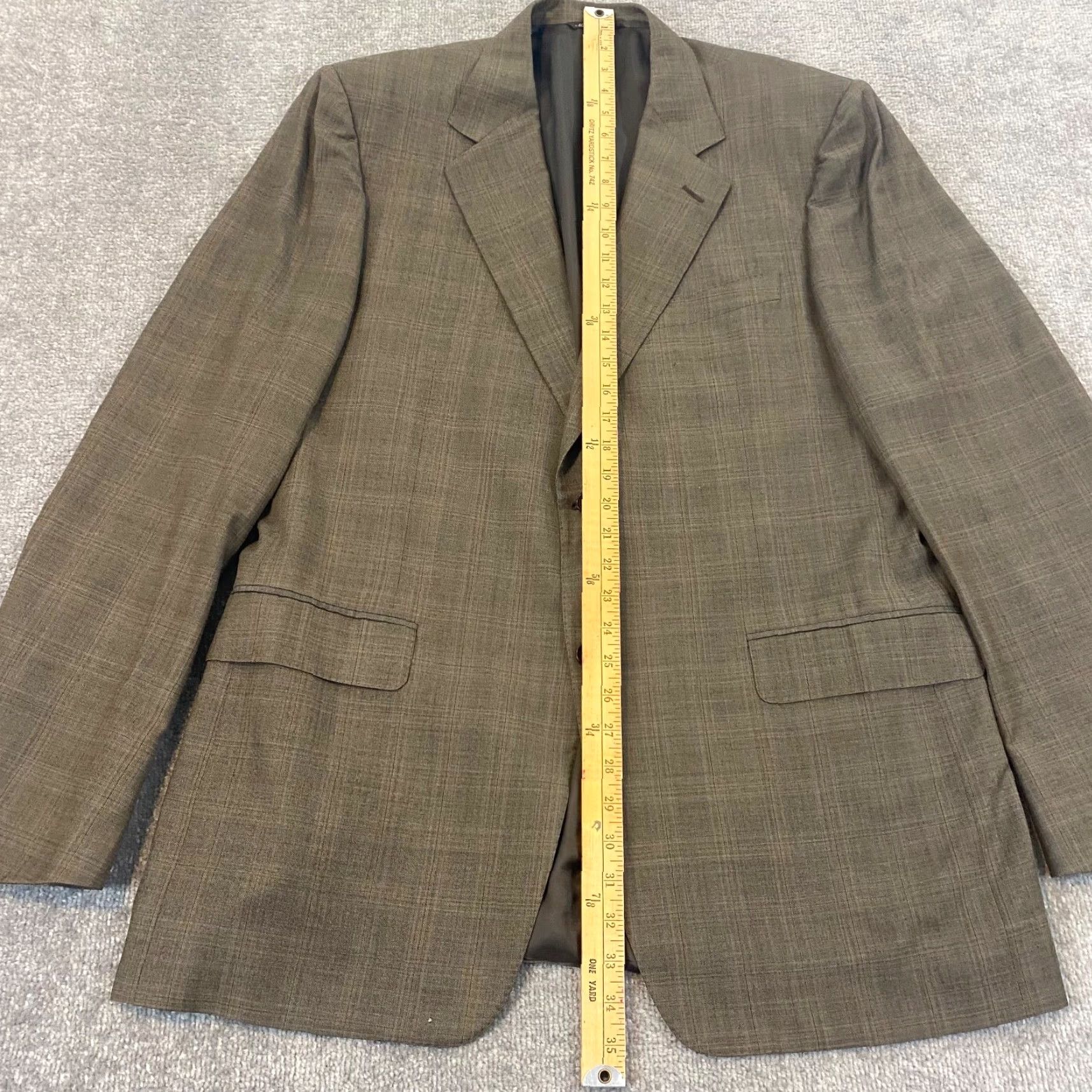 Canali CANALI Blazer Mens EU 54 L US 44 Suit Jacket Brown Wool 2-Button Windowpane Long Regular Size 46R - 5 Thumbnail