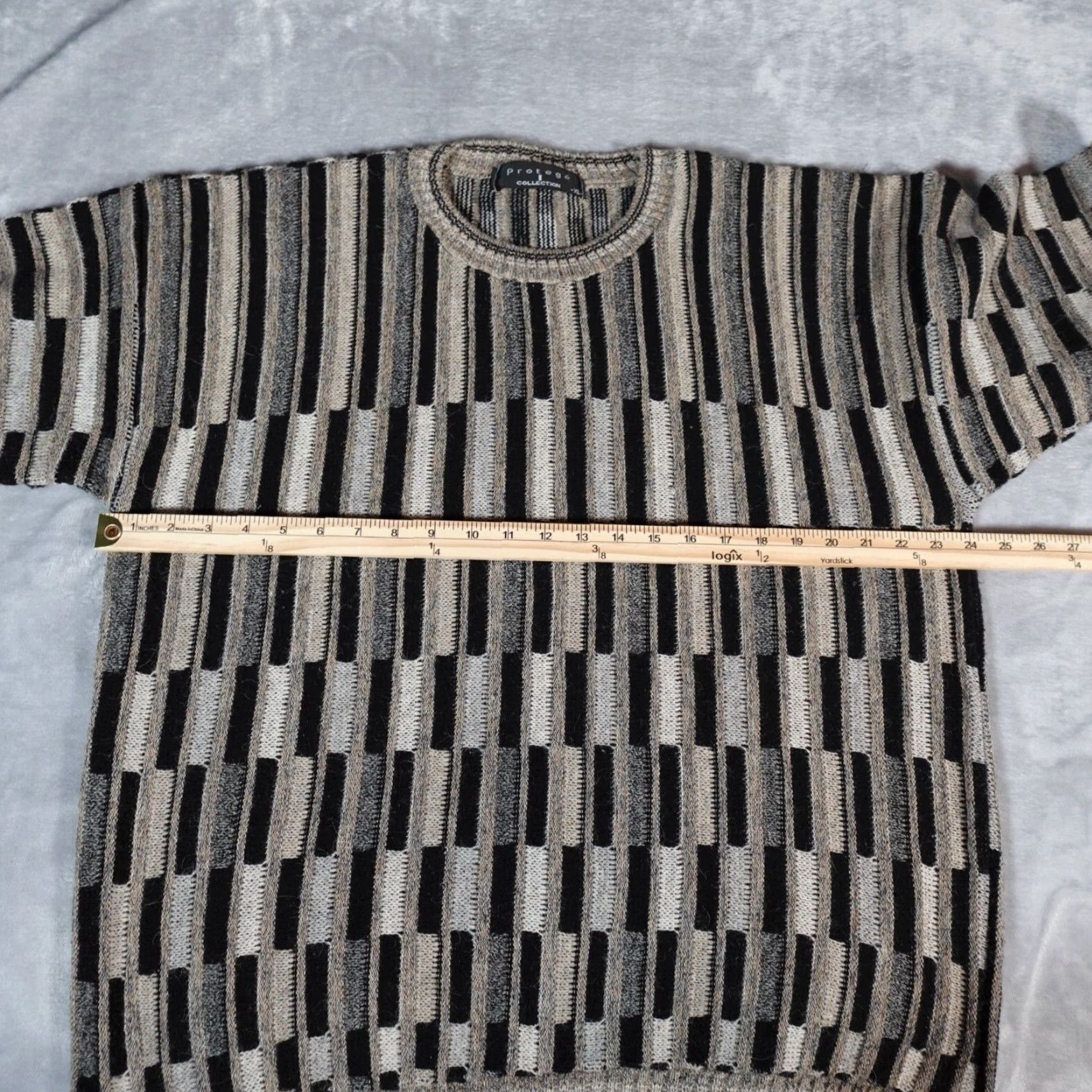 Vintage VINTAGE Protege Geometric Knit Sweater Mens XL Beige Wool Blend USA 90s Pullover Crew Neck *Note: keep original words only; no additions* Size US XL / EU 56 / 4 - 5 Thumbnail