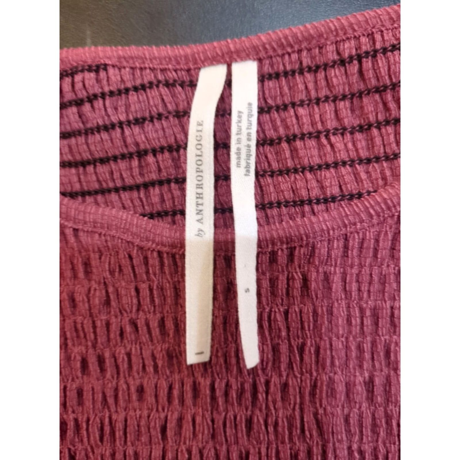 Anthropologie Anthropologie Blouse Shirt Women Puff Sleeve Square Neck Raspberry Small Shimmer Sparkle Metallic Bohemian Casual Holiday Party Cocktail Boho Blouse Size S / US 4 / IT 40 - 2 Thumbnail