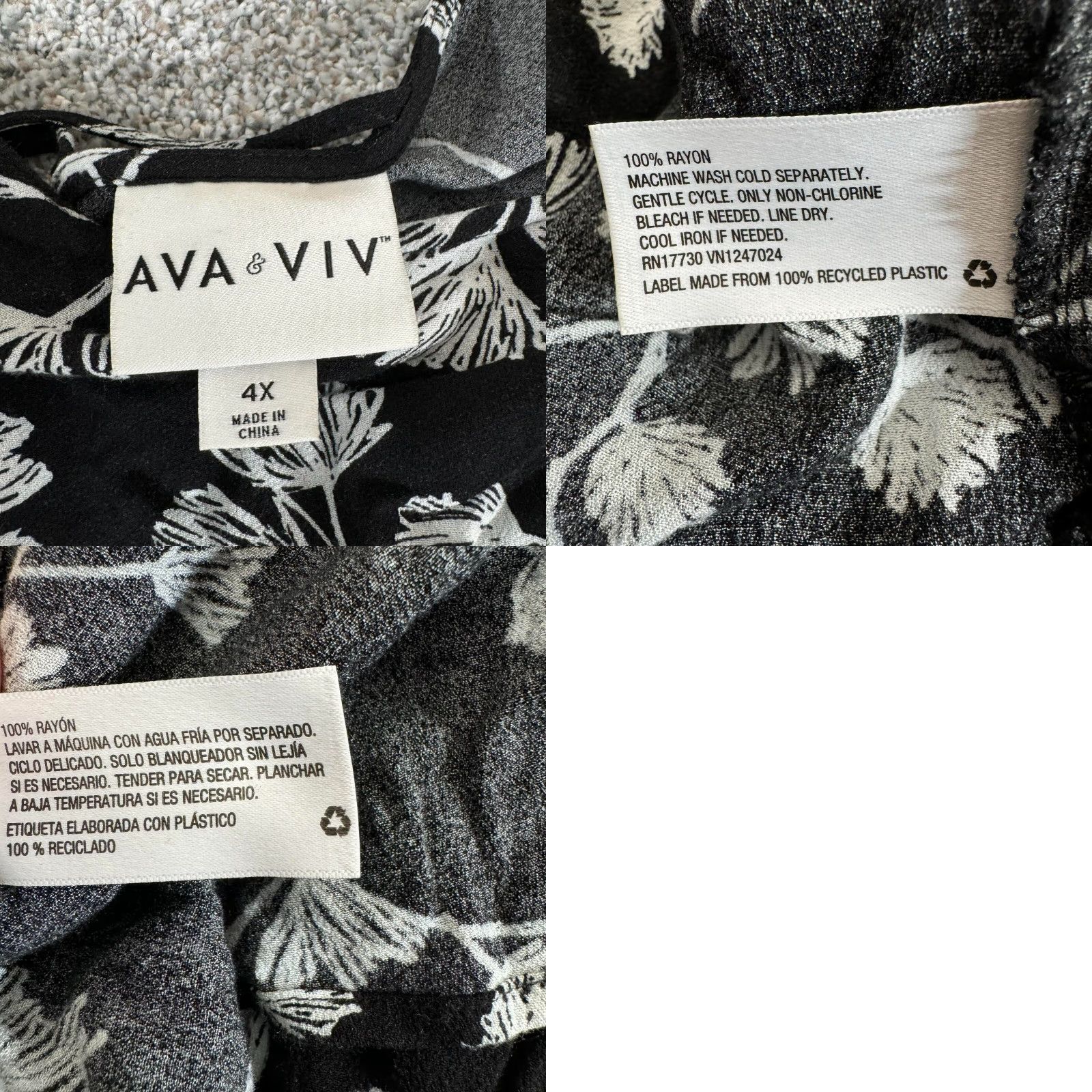 Vintage Ava & Viv Top Womens 4X Plus Black Whimsigoth Flowy Floral Crisscross Boho Bell Sleeve Size XXL / US 16-18 / IT 52-54 - 8 Thumbnail