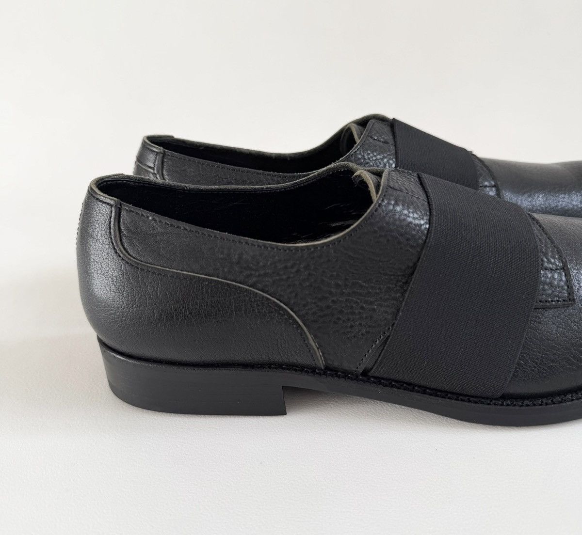 Comme des Garcons Black Leather ‘Elastic Strap’ Derby Shoes Size US 9 / EU 42 - 3 Thumbnail