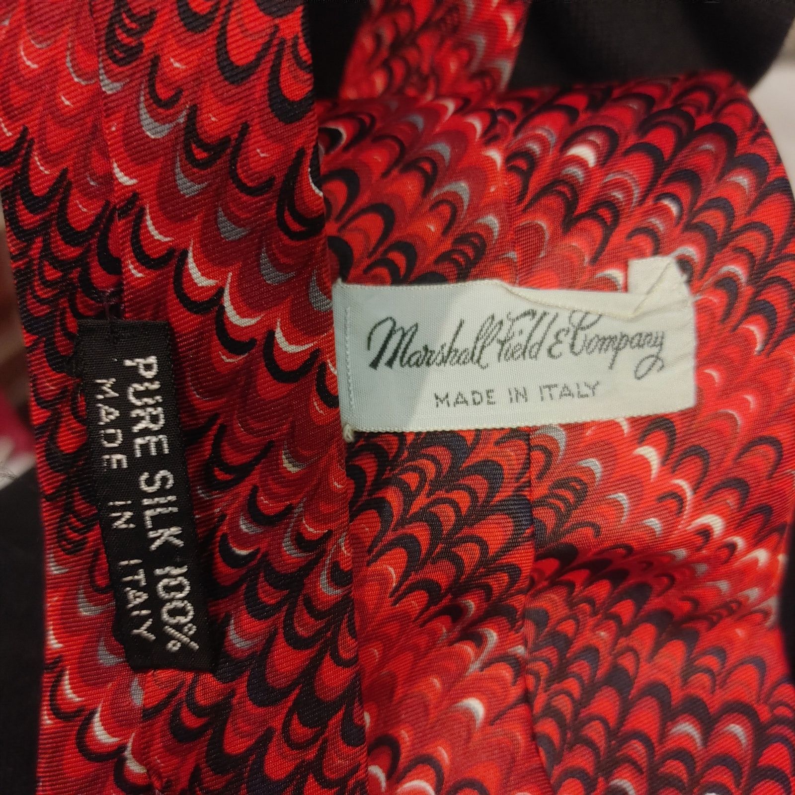 Other Marshall Field & Co. Italy Men's Red OS Pure Silk Neck Tie Size ONE SIZE - 2 Thumbnail