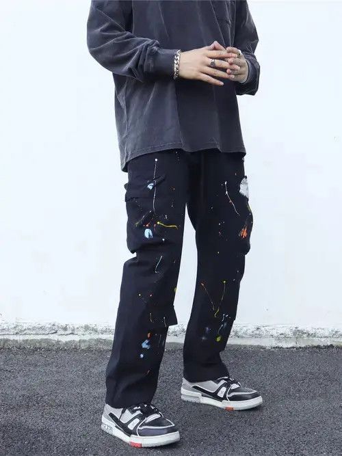 Japanese Brand Splattered Paint Cargo Work Multi Pocket Pants Size US 28 / EU 44 - 4 Thumbnail