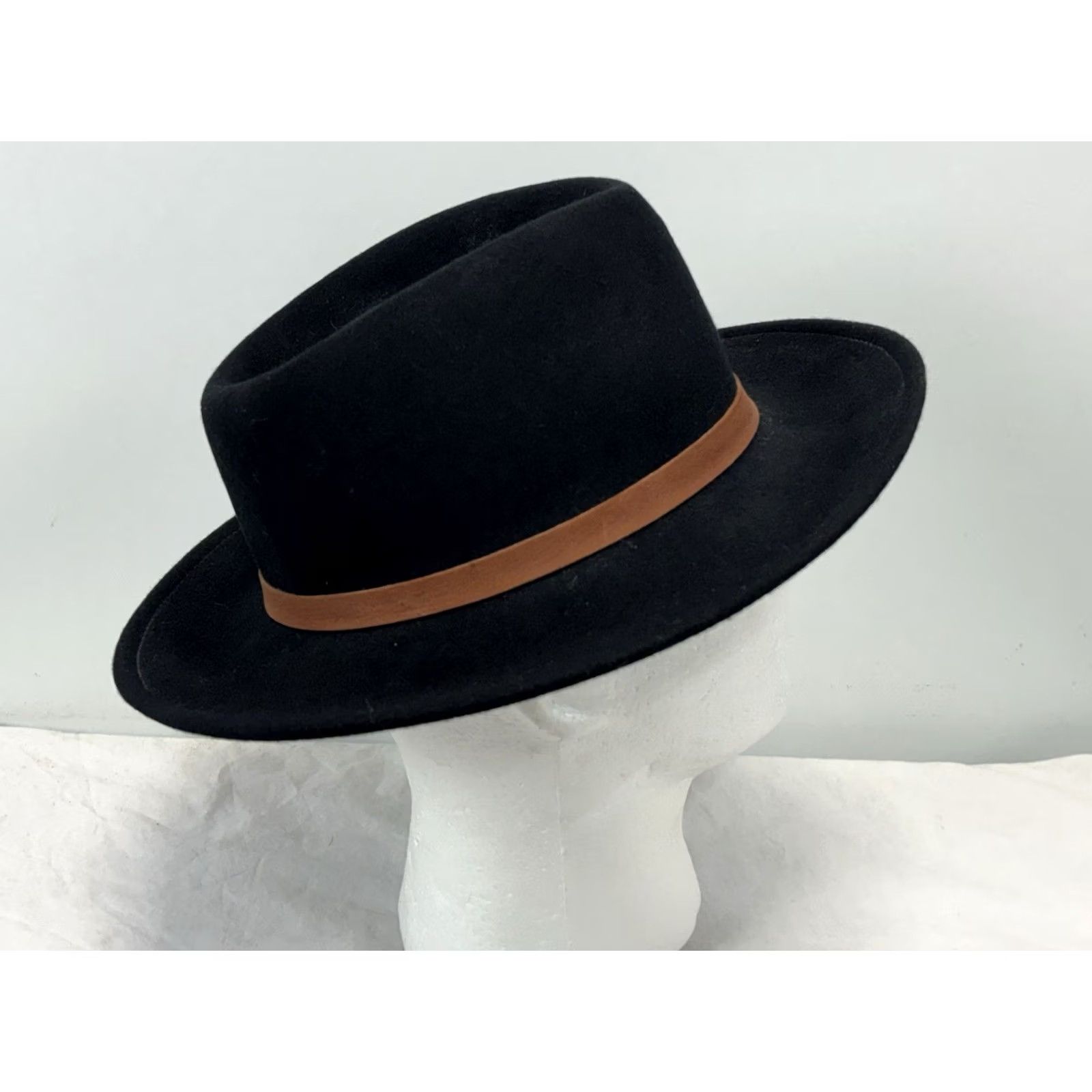 FELT Vtg A Adams & Spire Wool Felt Hat Mens Medium Black Fedora Classic Size ONE SIZE - 5 Thumbnail