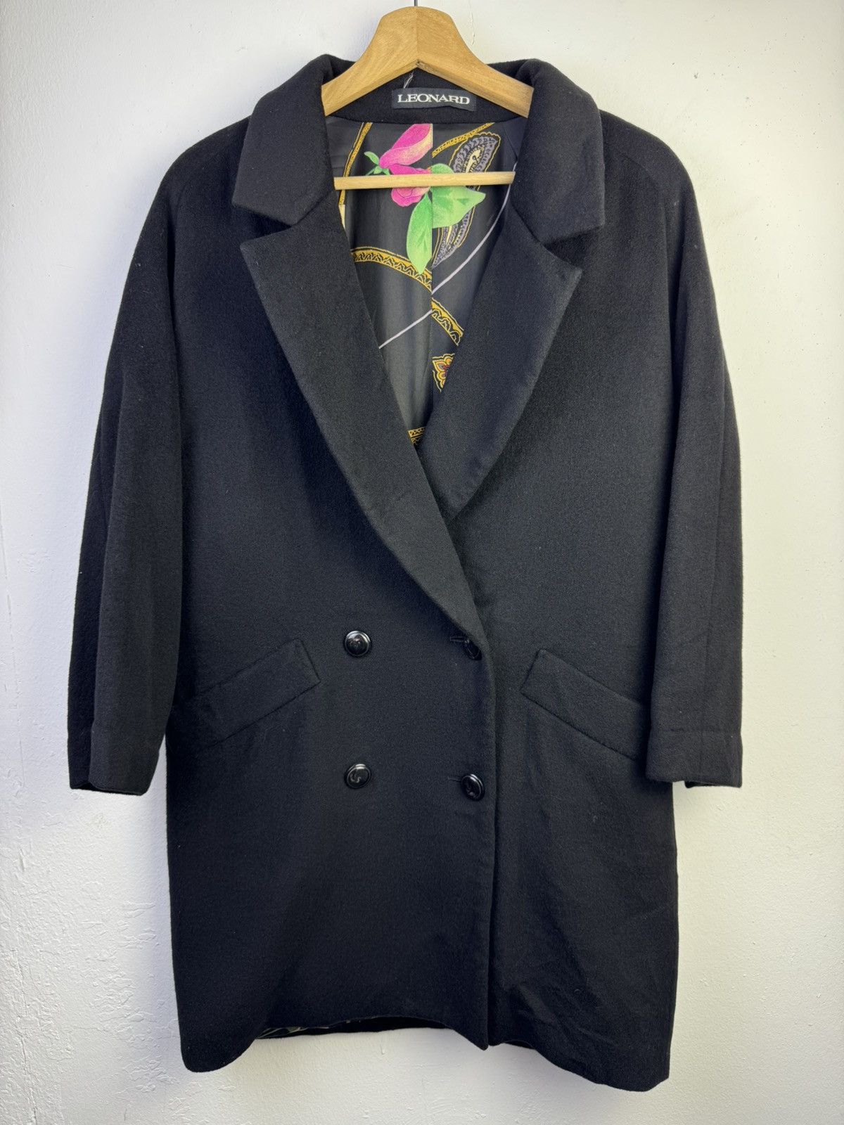 Leonard Paris Leonard double-breasted wool coat a vibrant floral lining Size M / US 6-8 / IT 42-44 - 1 Thumbnail
