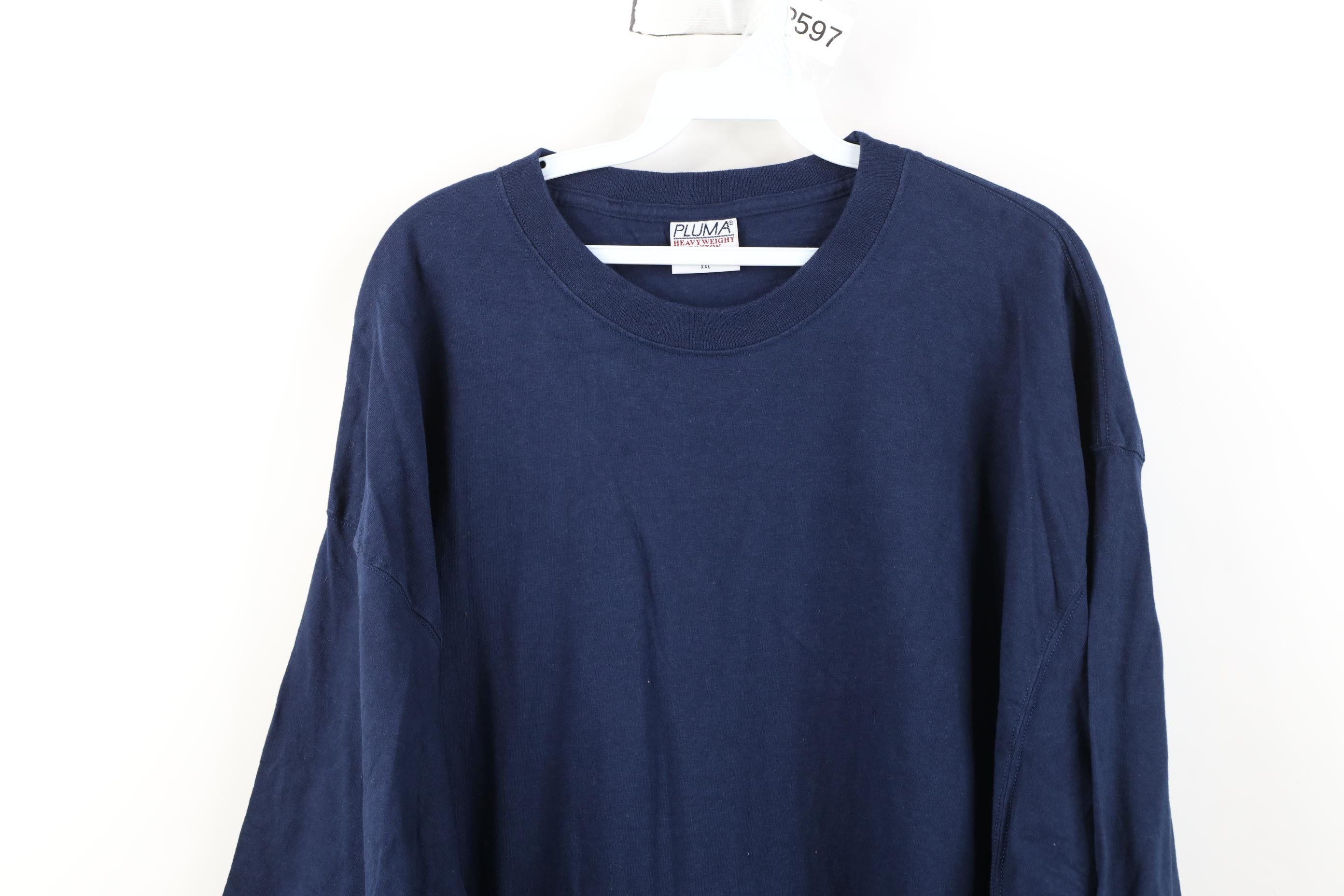 Vintage Vintage 90s Streetwear Heavyweight Cotton T-Shirt Navy Blue Size US XXL / EU 58 / 5 - 2 Thumbnail