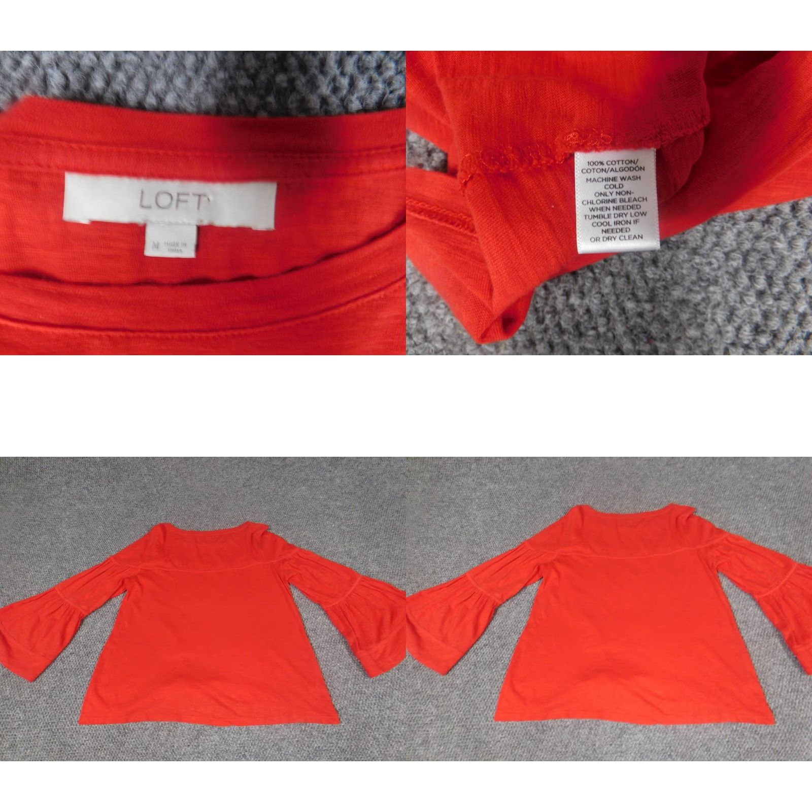 Ann Taylor Loft Ann Taylor Loft Red Bell Sleeve Cotton Blouse M Women Long Sleeve Casual Pullover Ruffle 100% Cotton Regular Size M Size M / US 6-8 / IT 42-44 - 8 Thumbnail