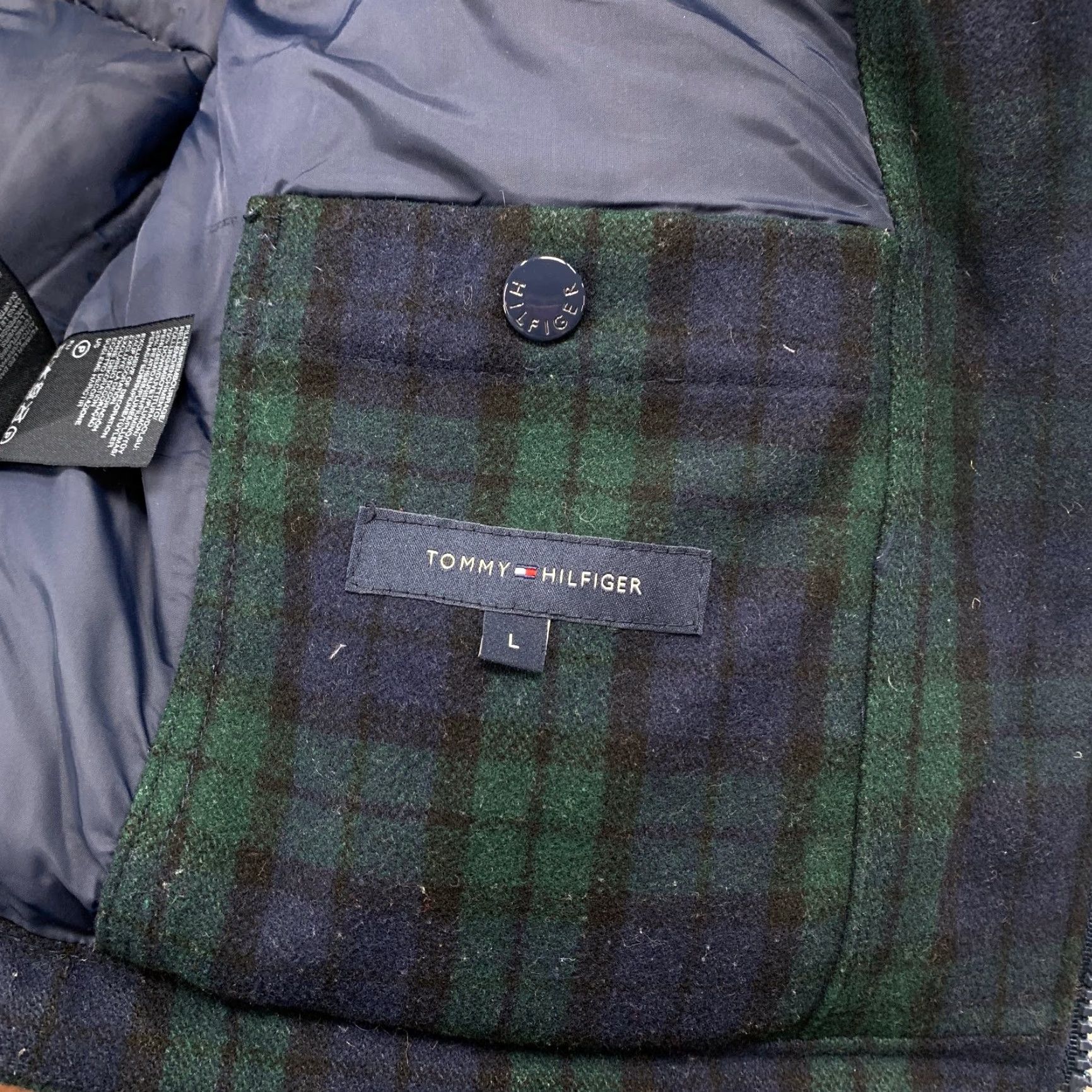 Tommy Hilfiger VINTAGE Tommy Hilfiger Wool Down Vest Mens Large Green Tartan Plaid Sleeveless Size US L / EU 52-54 / 3 - 7 Thumbnail