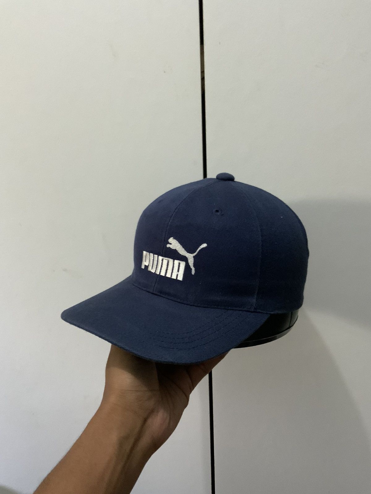 image of Vintage Puma Spellout Embroidery Made In Japan Indigo Hat, Men's