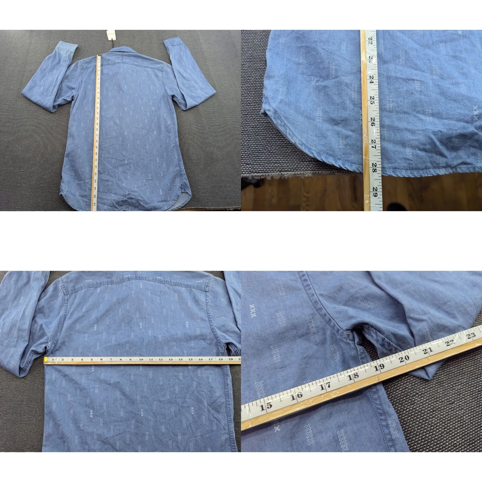 Scotch & Soda Scotch & Soda Button-Down Shirt Mens Denim Blue Long Sleeve Cotton Canvas Geometric Pattern Casual S Size US S / EU 44-46 / 1 - 8 Thumbnail