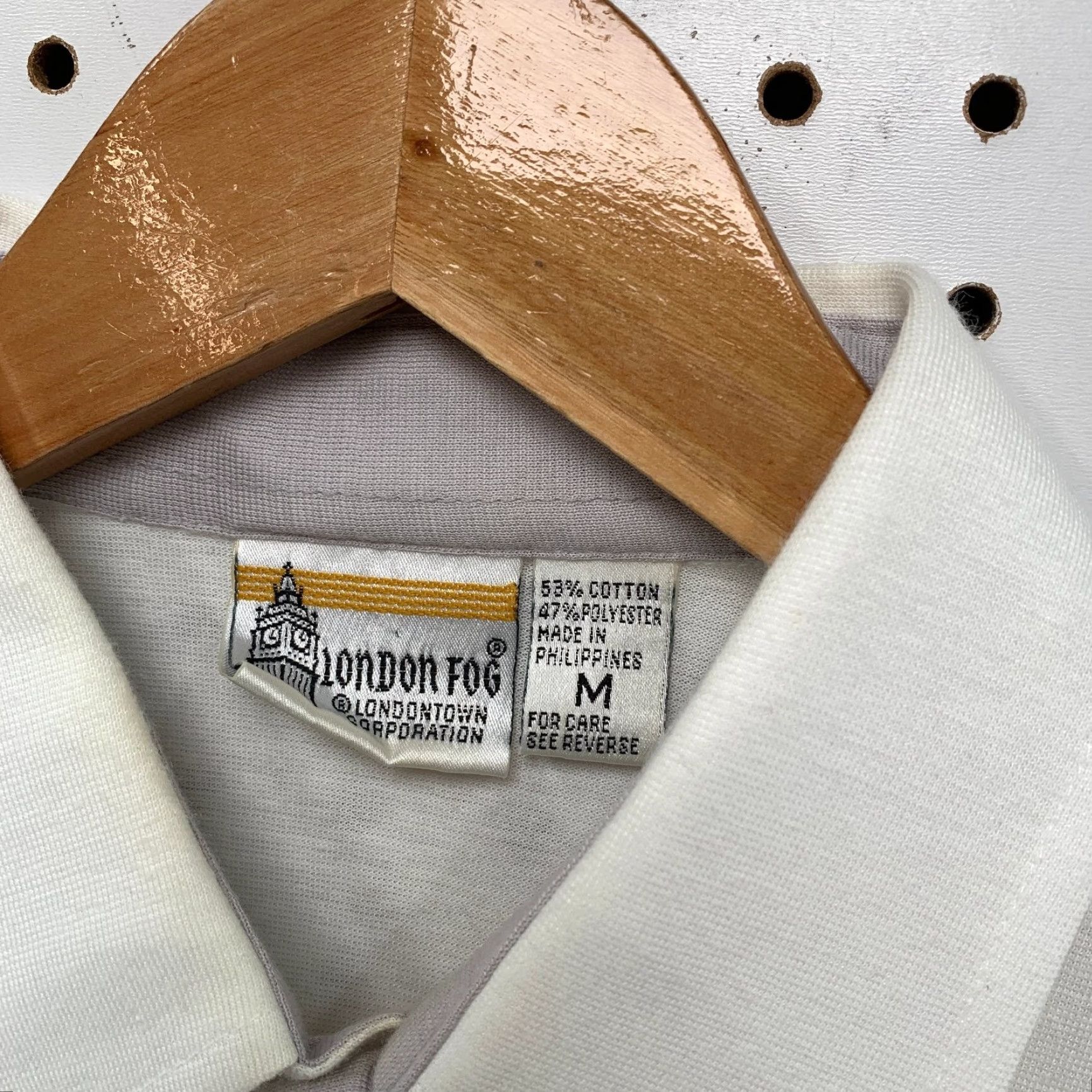 Vintage Vintage London Fog Polo Button Shirt Mens M White Polyester Cotton Blend Size US M / EU 48-50 / 2 - 3 Thumbnail