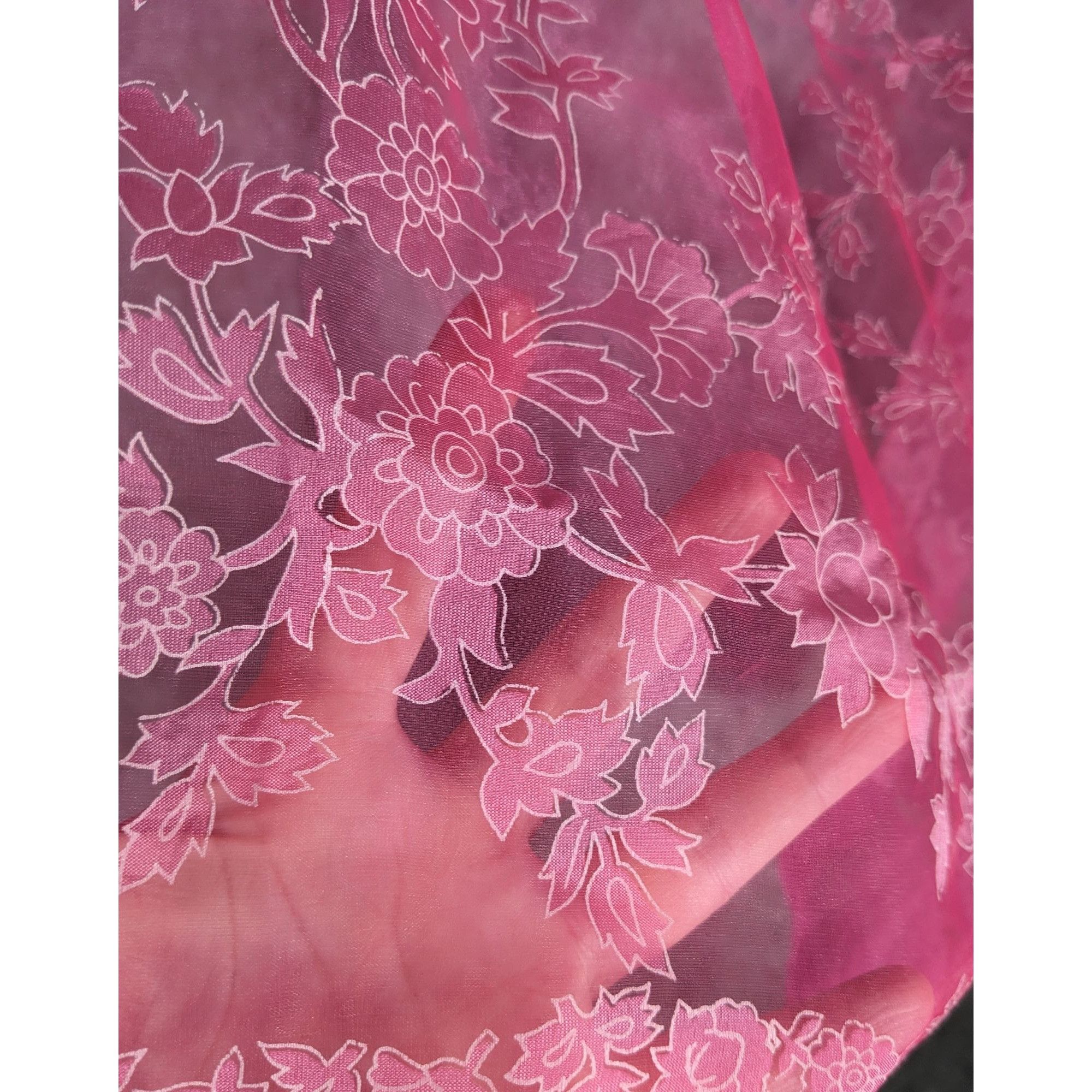 Other A Paris Scarf Vintage Pink Floral Sheer Nylon Square Made In Size ONE SIZE - 4 Thumbnail