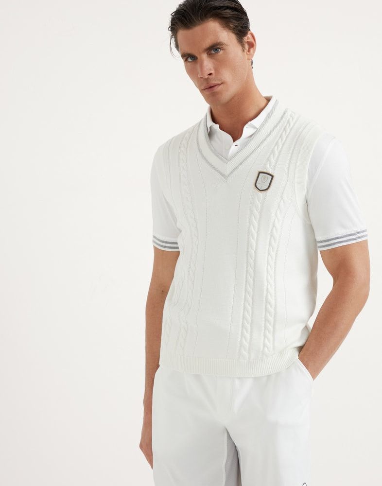Brunello Cucinelli o1w1db10825 Knitted Vest in White Size US S / EU 44-46 / 1 - 1 Thumbnail
