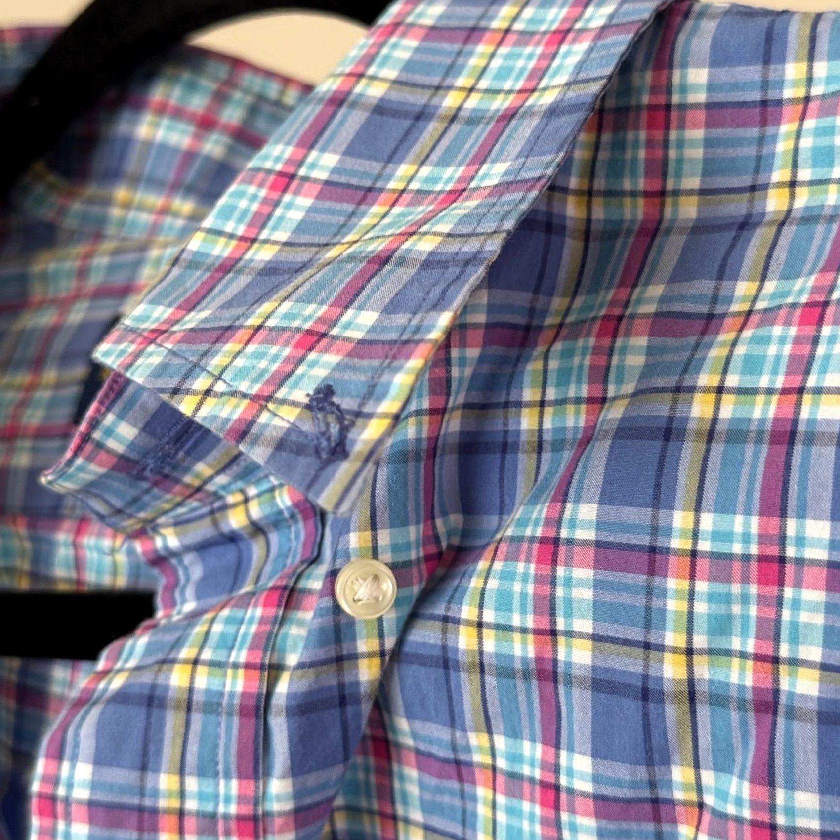 Ralph Lauren Ralph Lauren Men Plaid Short Sleeve Button Up Polo Shirt - Medium Blue Size US M / EU 48-50 / 2 - 3 Thumbnail