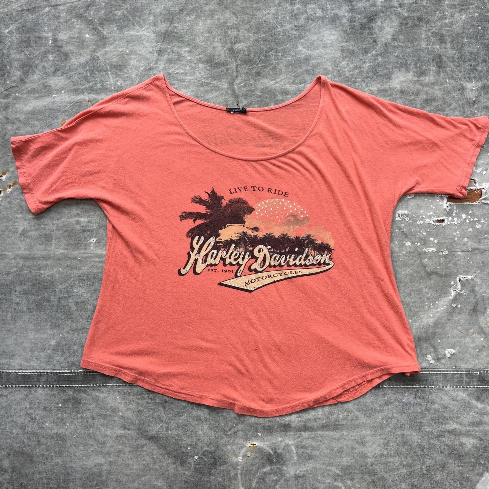 Harley Davidson × Vintage Vintage Y2K Bedazzled Harley Davidson Jamaica Shirt Size M / US 6-8 / IT 42-44 - 1 Thumbnail