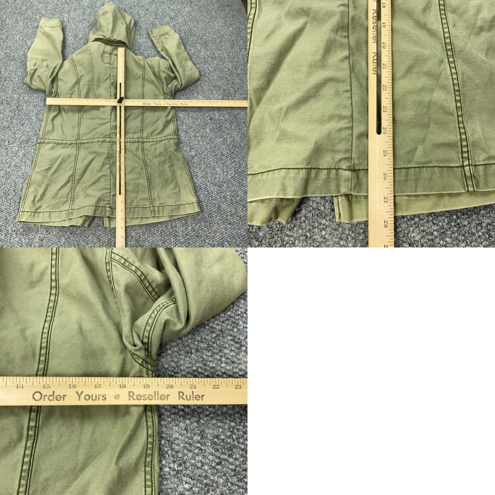 American Eagle Outfitters American Eagle Jacket Womens Medium Green Twill Zip/Snap Removable Hood Size M / US 6-8 / IT 42-44 - 9 Thumbnail