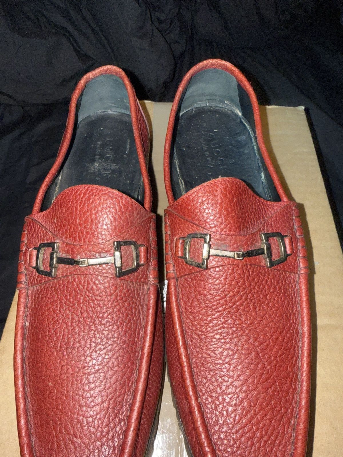 Gucci Gucci Red horsebit Leather Loafers m9 vibram sole Size US 9 / EU 42 - 11 Thumbnail