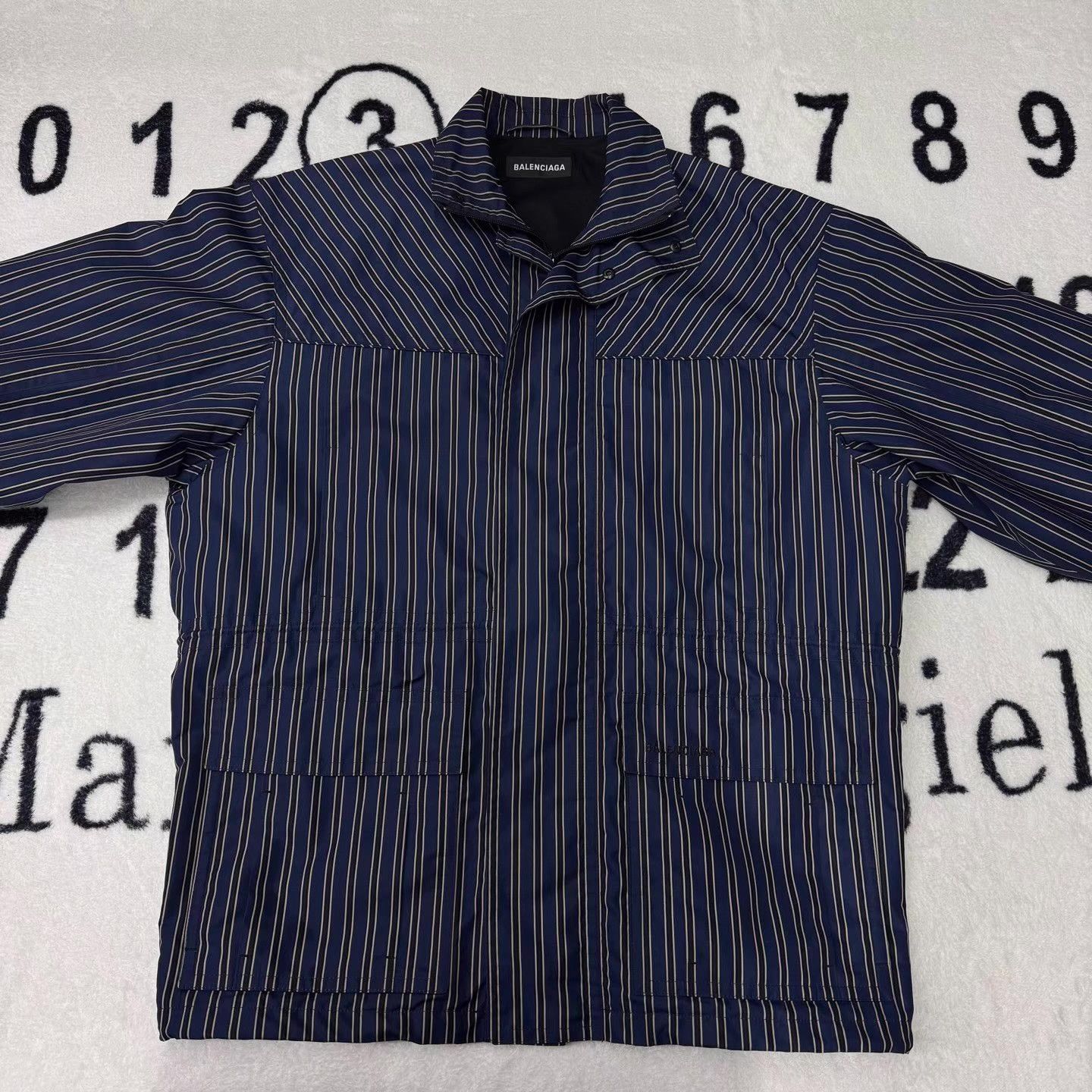 Balenciaga Balenciaga Blue Striped Jacket Q10 Size US L / EU 52-54 / 3 - 1 Thumbnail