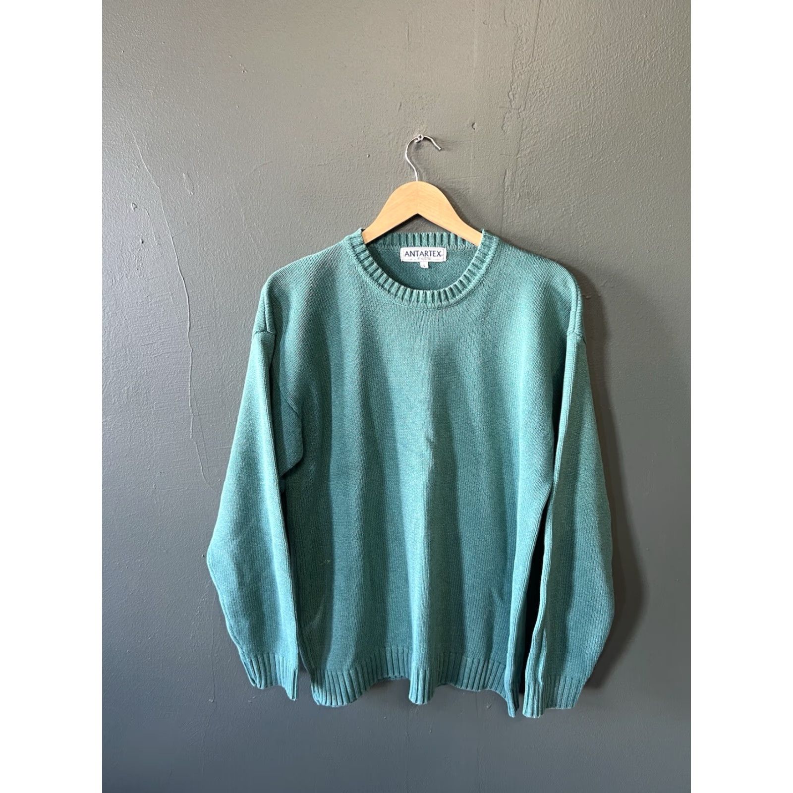 Vintage VINTAGE Antartex Green Crew Neck Wool Chunky-Knit Jumper L Men Regular Size Green Retro 90s 80s Size US L / EU 52-54 / 3 - 2 Thumbnail