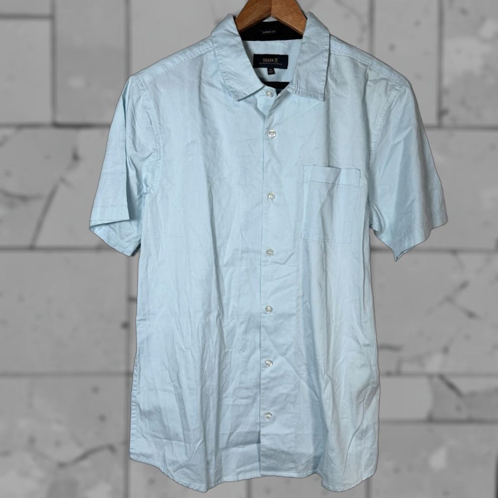 Roark ROARK Classic Fit Button Down Shirt Mens Short Sleeve Regular M Blue Size US M / EU 48-50 / 2 - 1 Thumbnail