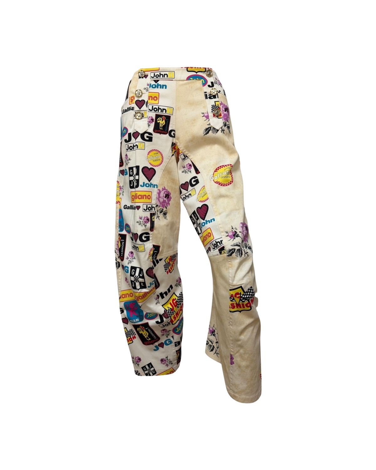 John Galliano JOHN GALLIANO Spring Summer 2002 Logo & Graphic Print Pants Size 26" / US 2 / IT 38 - 1 Thumbnail