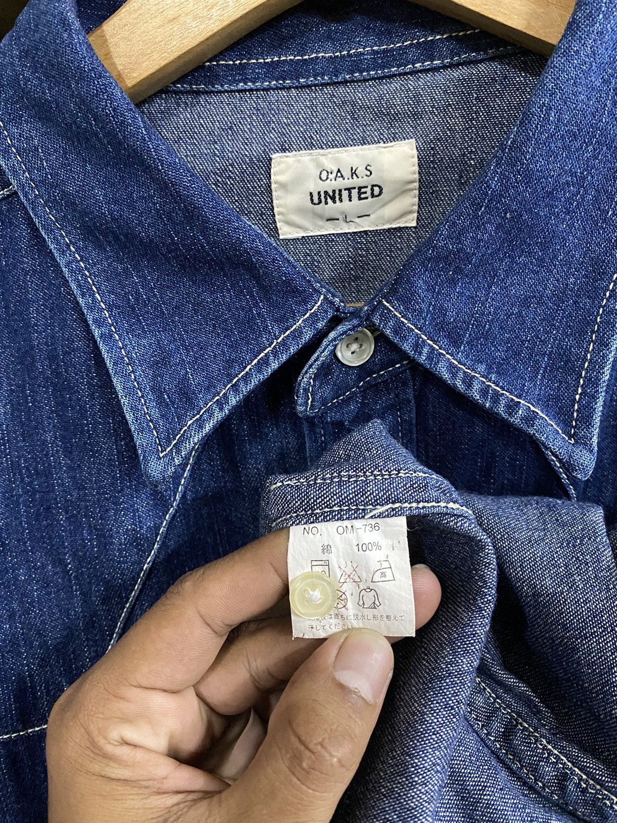 Japanese Brand Japanese O.A.K.S United Western Denim Shirt Size US L / EU 52-54 / 3 - 6 Thumbnail