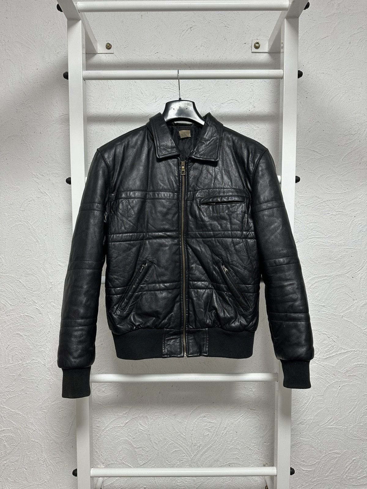 Vintage Fly Black Genuine Leather Bomber Jacket Size S Size US S / EU 44-46 / 1 - 1 Thumbnail