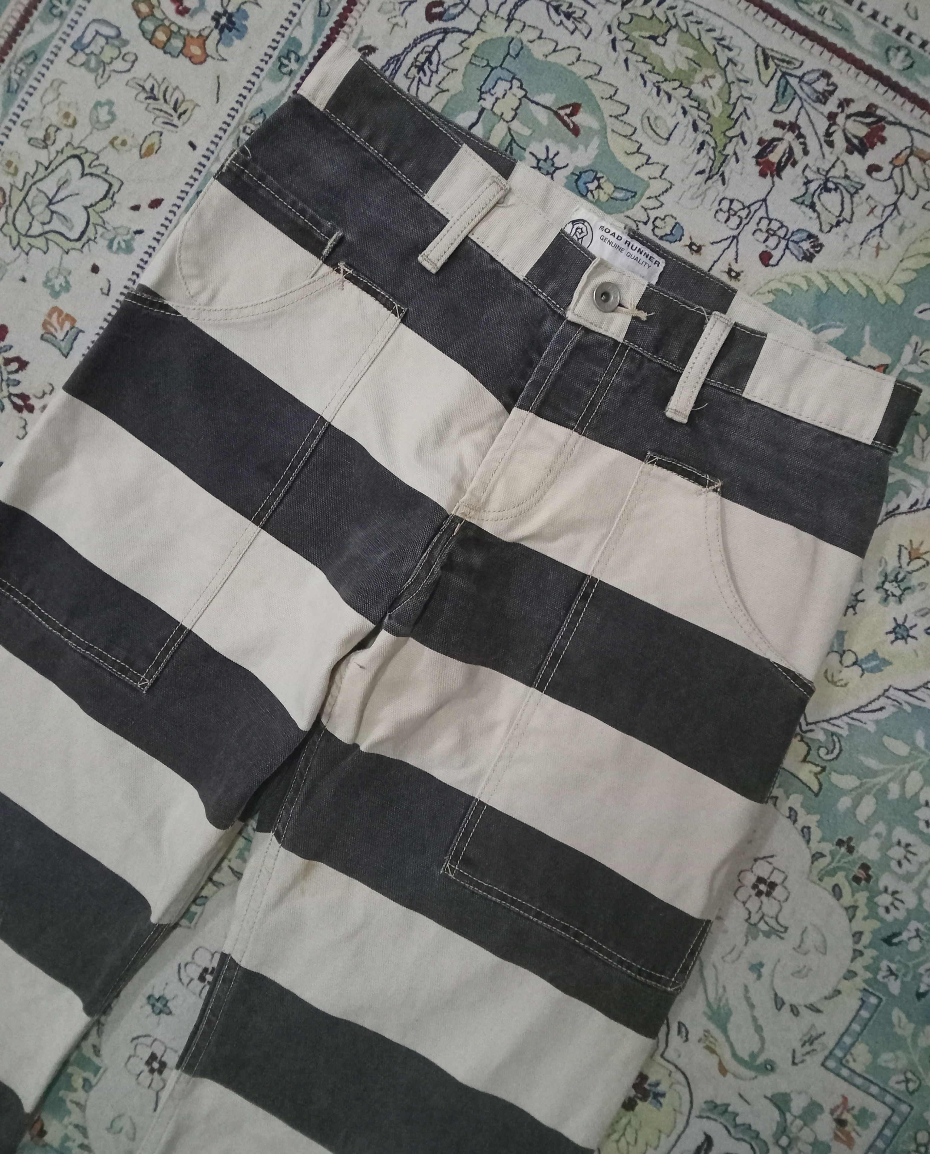 Japanese Brand Road Runner Duck Canvas Prisoner Stripe Rare Pants Size US 31 - 4 Thumbnail