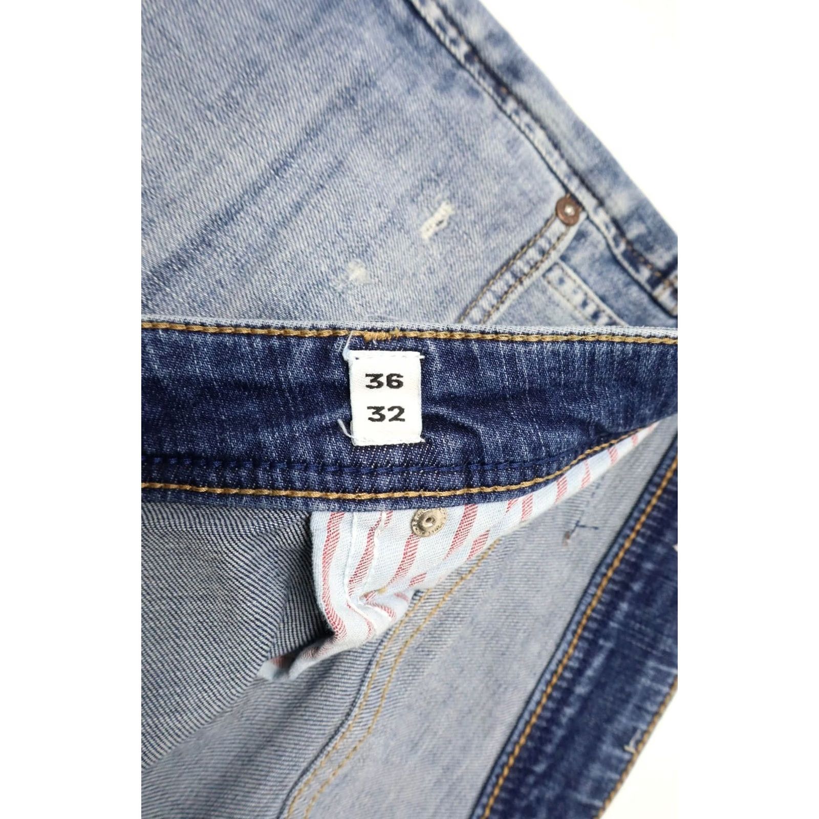 Jack & Jones JACK & JONES Comfort/Mike Jeans Men's W36/L32 Blue Distressed Whiskers Button Shirt Size US 36 / EU 52 - 6 Thumbnail