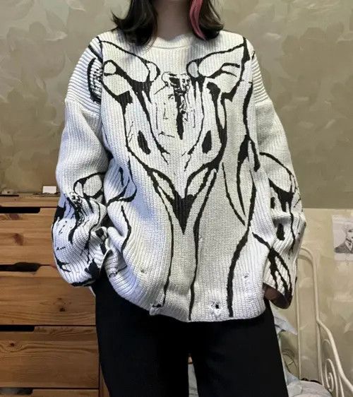 Japanese Brand Black White Pullover Size US L / EU 52-54 / 3 - 1 Thumbnail
