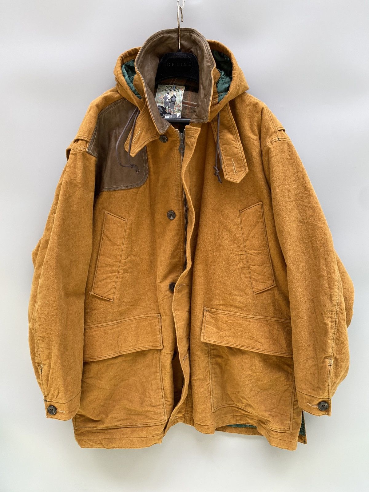 Nigel Cabourn 1980s - Nigel Cabourn- Moleskin/Leather Hunting Parka Size US XL / EU 56 / 4 - 1 Thumbnail