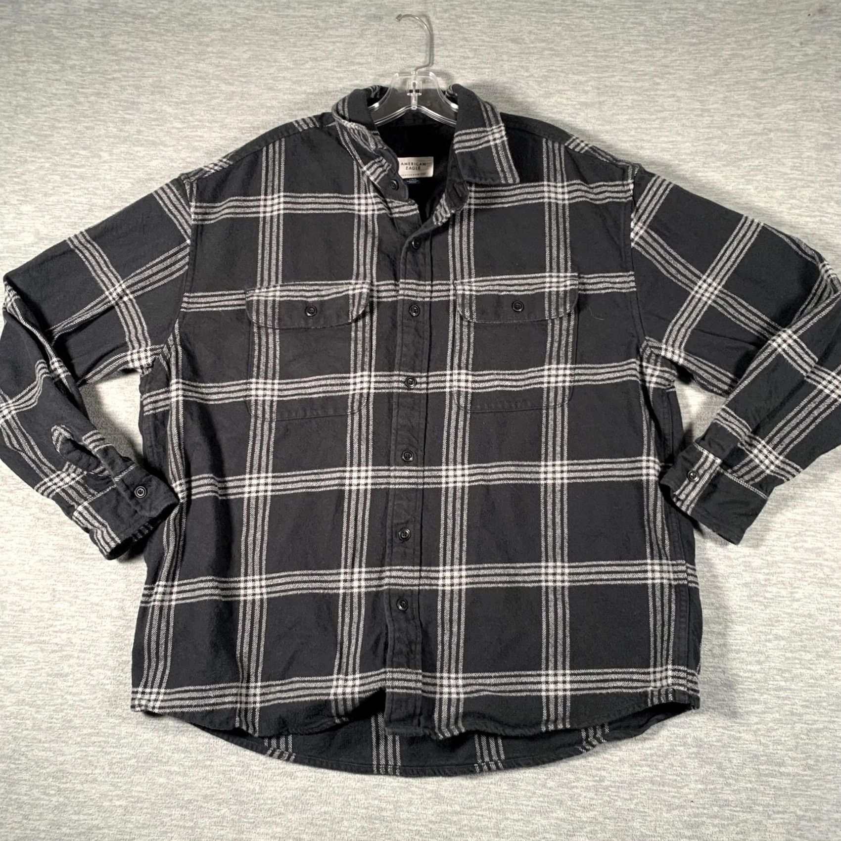 Vintage American Eagle Shirt Mens Large Black Plaid Flannel Long Sleeve Button Up Casual Size US L / EU 52-54 / 3 - 2 Thumbnail